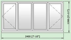 Smarts Aluminium Alitherm 47mm Window 2400mm by 1200mm